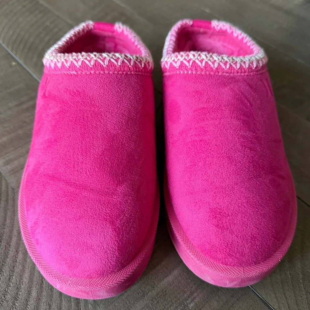 Hurley Kids Hot Pink Platform‎ Slippers Faux Fur Lined Mules Girls Size 3